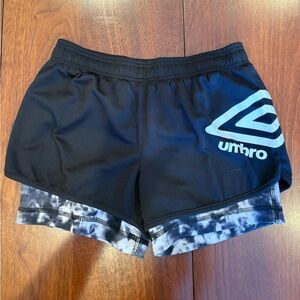 Umbro Black Athletic Shorts Double Lined Size Girls L